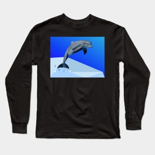 Blue Geo Dolphin Long Sleeve T-Shirt